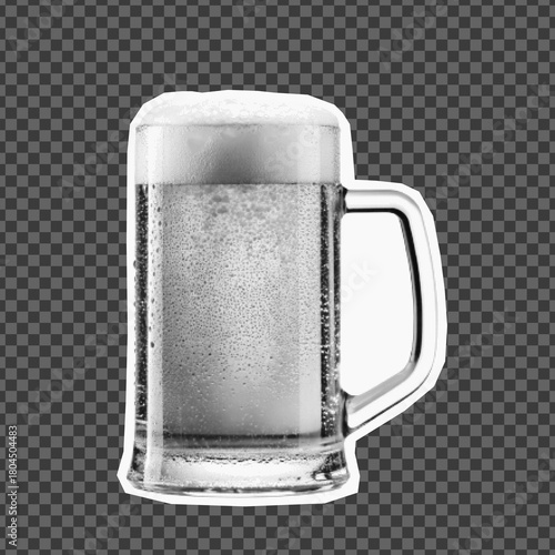 Vintage halftone beer mug with foam. Retro pop art style. Perfect for pub design, Oktoberfest posters, bar menus, and craft branding projects.