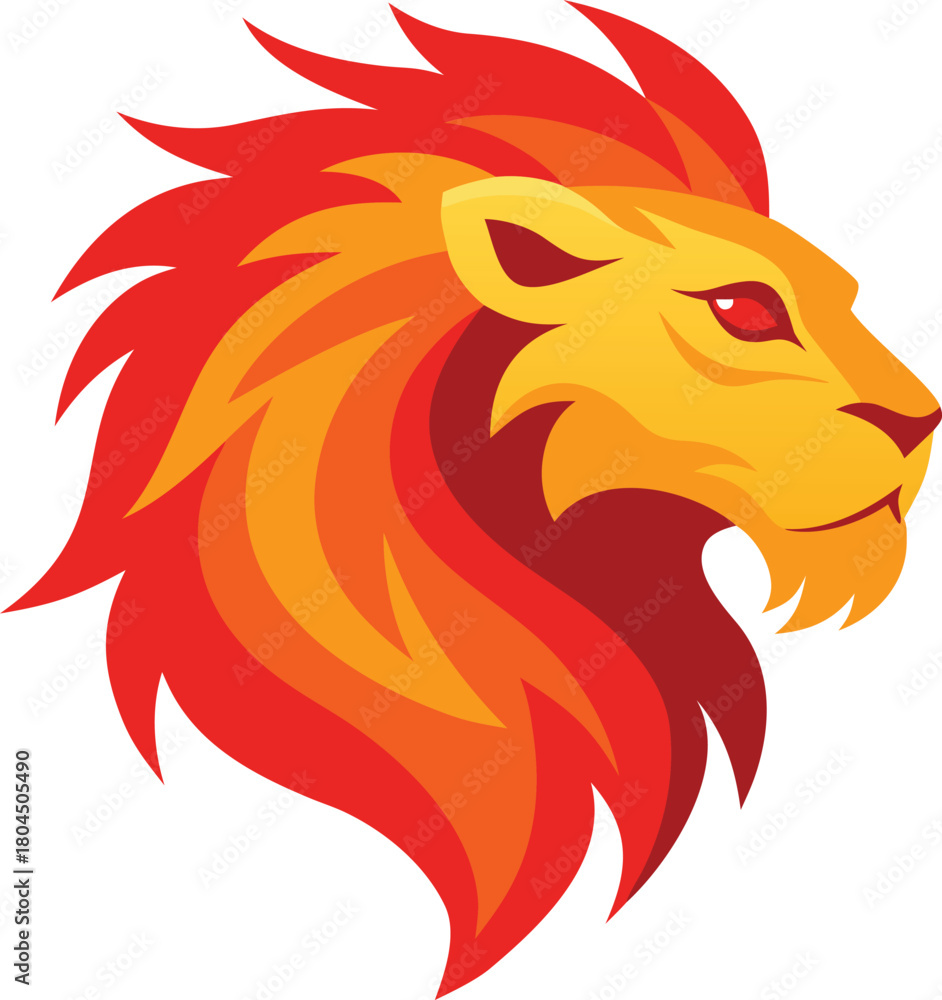 Obraz premium Striking gradient lion head logo in profile for business branding
