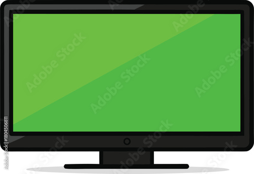 Flat design monitor with vibrant green screen for compositing
