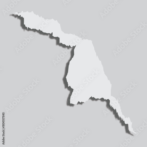 White paper torn and ripped with shadow  design. Empty panel on white background. 