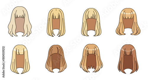 Anime Hair Style Variations Blonde Bob with Bangs.
