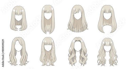 Assortment of Blonde Wig Styles for Character Design.