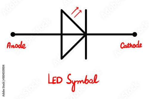 LED symbol with anode and cathode labels, perfect for educational and technical content creation