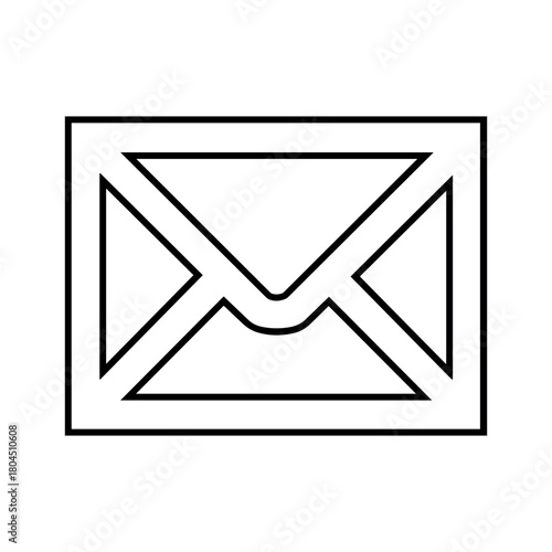 Simple black and white line art illustration of a square envelope with a triangular flap design
