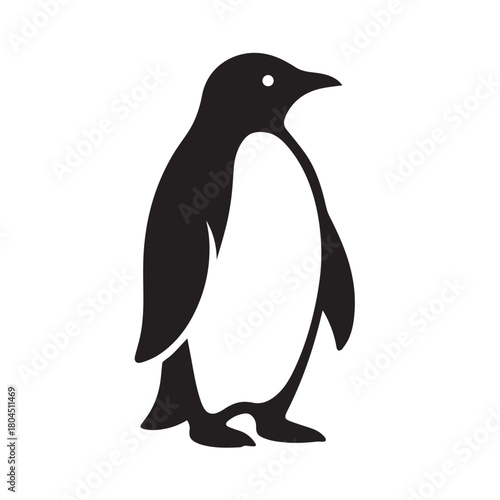 Penguin silhouette isolated on white background standing in a simple design