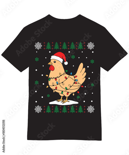 Chicken Christmas Lights Ugly Sweater Farm Gift