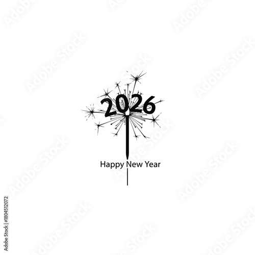 Minimalist 2026 happy new year sparkler celebration design