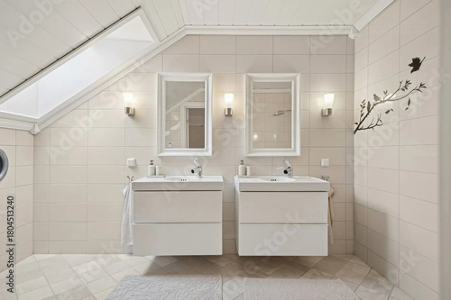 Wallpaper Mural Modern bathroom interior in minimal scandinavian style, 3d render Torontodigital.ca