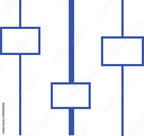 Abstract minimalist graphic design with blue lines and white rectangles representing data or controls