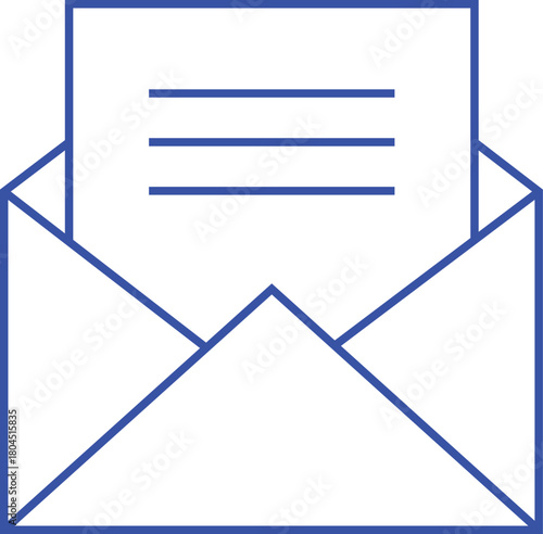 Open envelope with a letter inside representing communication correspondence or a message being delivered
