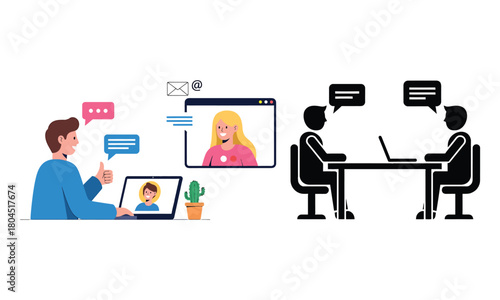 Job interview process 2d illustration