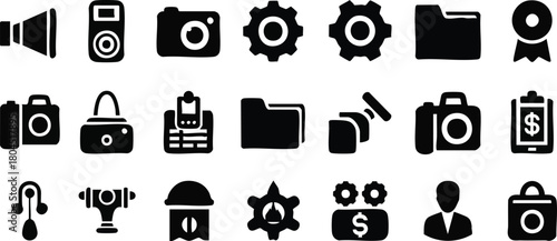 Collection of Black Vector Icons for Diverse Applications and Graphic Design Projects