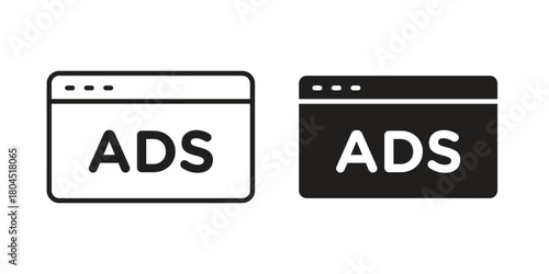 Ad icon symbol. Illustration for web and mobile app. Line and solid style