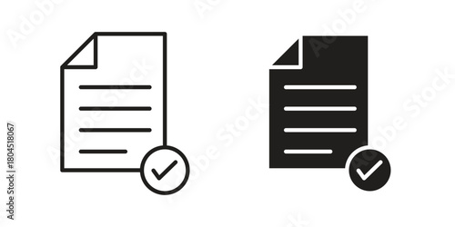 Accept document icon symbol. Illustration for web and mobile app. Line and solid style