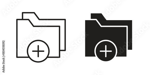 Add folder icon symbol. Illustration for web and mobile app. Line and solid style