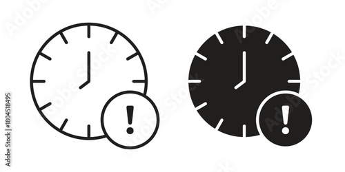 Alarm exclamation icon symbol. Illustration for web and mobile app. Line and solid style