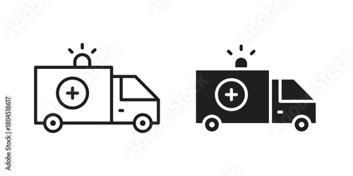 Ambulance icon symbol. Illustration for web and mobile app. Line and solid style