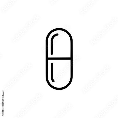 Outline capsule pill vector illustration for medical health and pharmaceutical industry 100 character