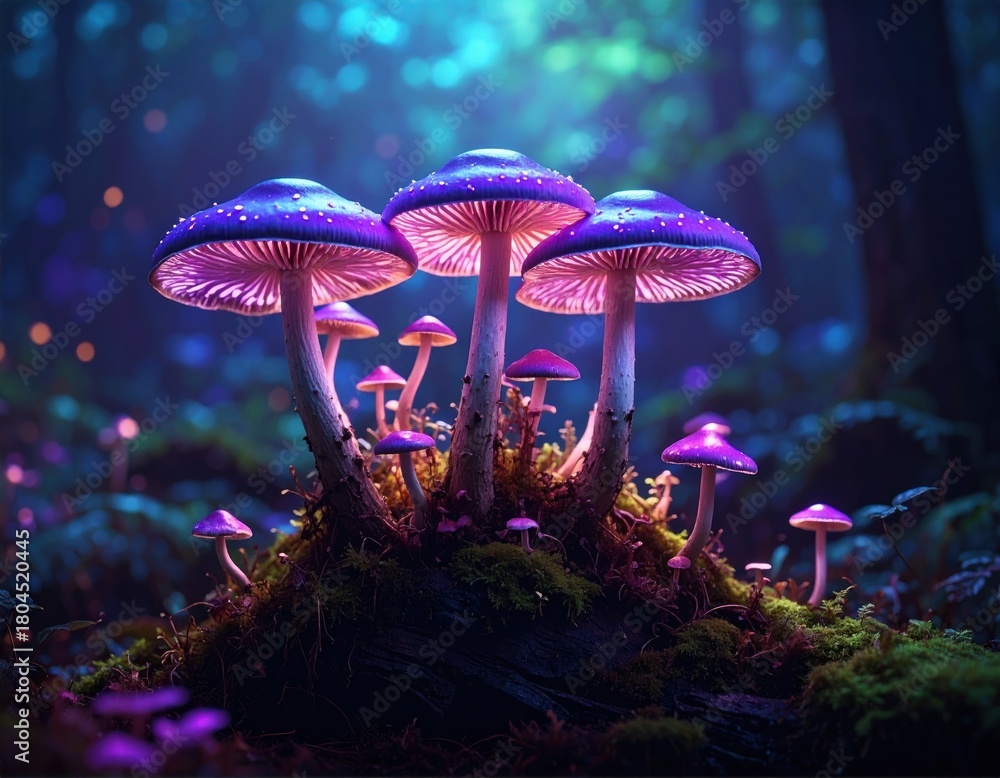 Fototapeta premium Magic mushrooms in a mystical forest