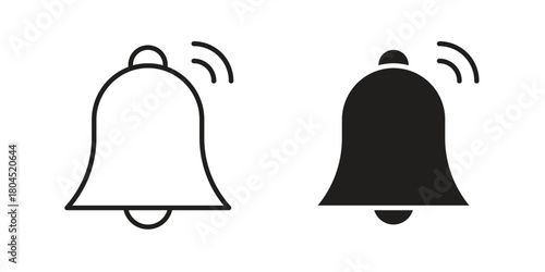 Bell icon symbol. Illustration for web and mobile app. Line and solid style