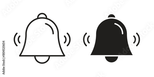 Bell ring icon symbol. Illustration for web and mobile app. Line and solid style