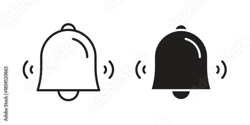 Bell ring icon symbol. Illustration for web and mobile app. Line and solid style