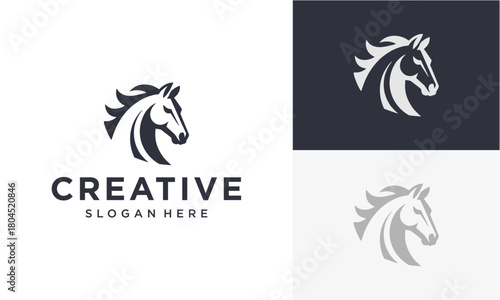 horse head vector logo design