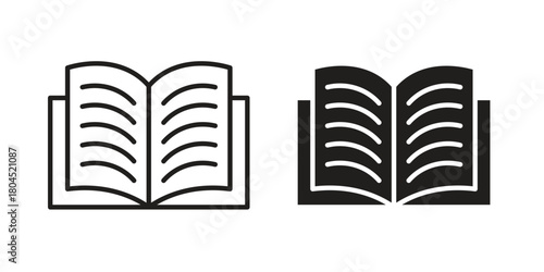 Book icon symbol. Illustration for web and mobile app. Line and solid style