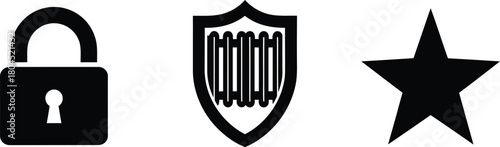 Security lock shield star icon vector illustration symbol set design eps silhouette