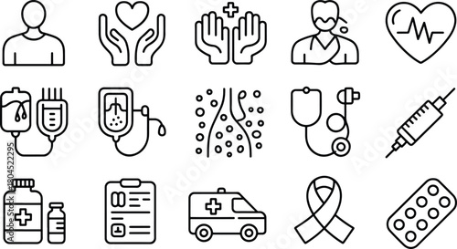 Medical icons set in line style