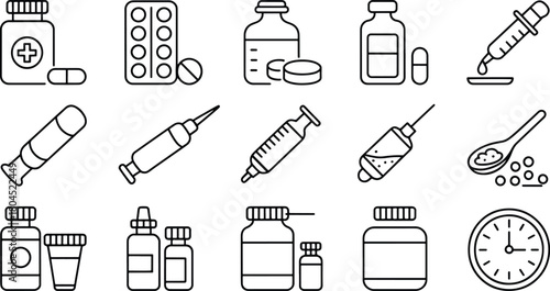 Medical treatment icon set illustration vector