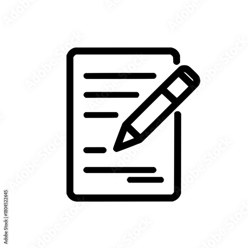 Writing document icon vector illustration with pencil for note taking and editing design element 100
