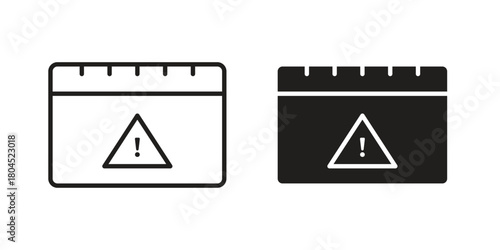 Calendar exclamation icon symbol. Illustration for web and mobile app. Line and solid style