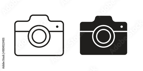 Camera icon symbol. Illustration for web and mobile app. Line and solid style