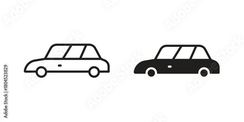 Car side view icon symbol. Illustration for web and mobile app. Line and solid style