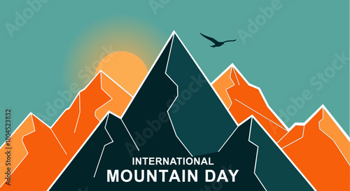 International Mountain Day Illustration Vector Landscape with Peaks and Sky
