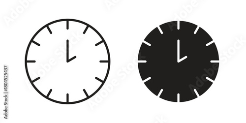 Clock two icon symbol. Illustration for web and mobile app. Line and solid style