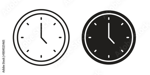 Clock-five icon symbol. Illustration for web and mobile app. Line and solid style