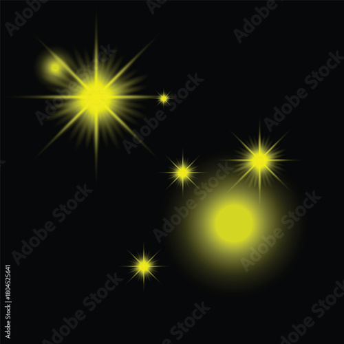 A cluster of yellow stars shines brightly in the dark night sky