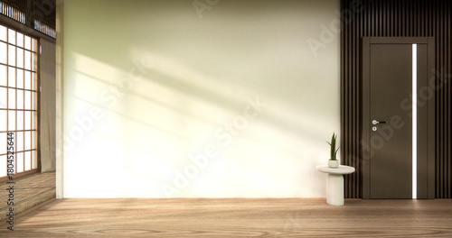 Architecture and interior concept Empty room and wood panels wall background 3D illustration rendering
