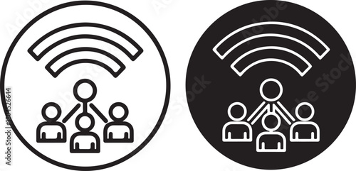 Collaborative network connection icon for teamwork and communication, demonstrating shared information and distributed access in a group setting. isolated on white background, Vector, illustration