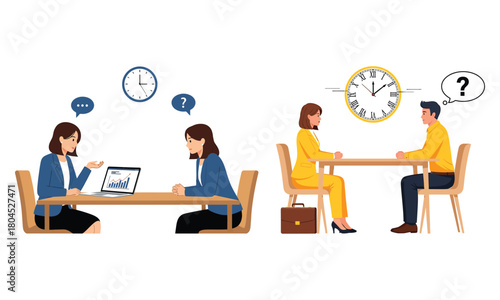 Job interview process 2d illustration