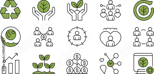 Sustainable Business and Corporate Social Responsibility Icons