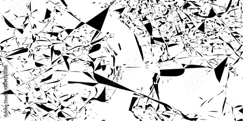 black and white gunge paper cut shapes abstract grunge broken glass texture with various scratched and grainy stains.