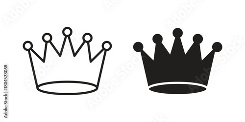 Crown icon symbol. Illustration for web and mobile app. Line and solid style