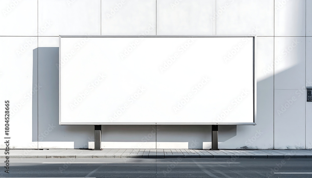 Obraz premium large blank white horizontal billboard mockup on modern white building wall