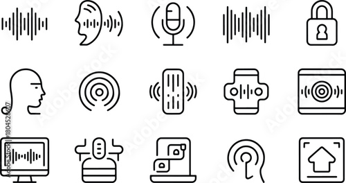 Voice Recognition and Audio Related Vector Icons