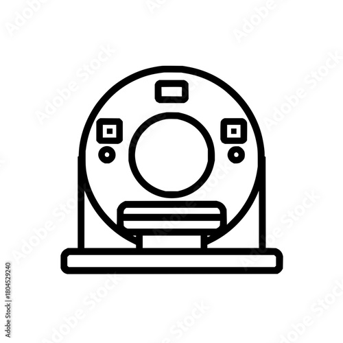 Ct scan machine radiology medical imaging diagnostic tool healthcare equipment outline vector icon illustration