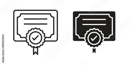 Diploma icon symbol. Illustration for web and mobile app. Line and solid style