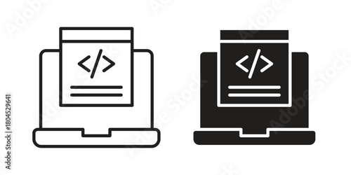 Display code icon symbol. Illustration for web and mobile app. Line and solid style